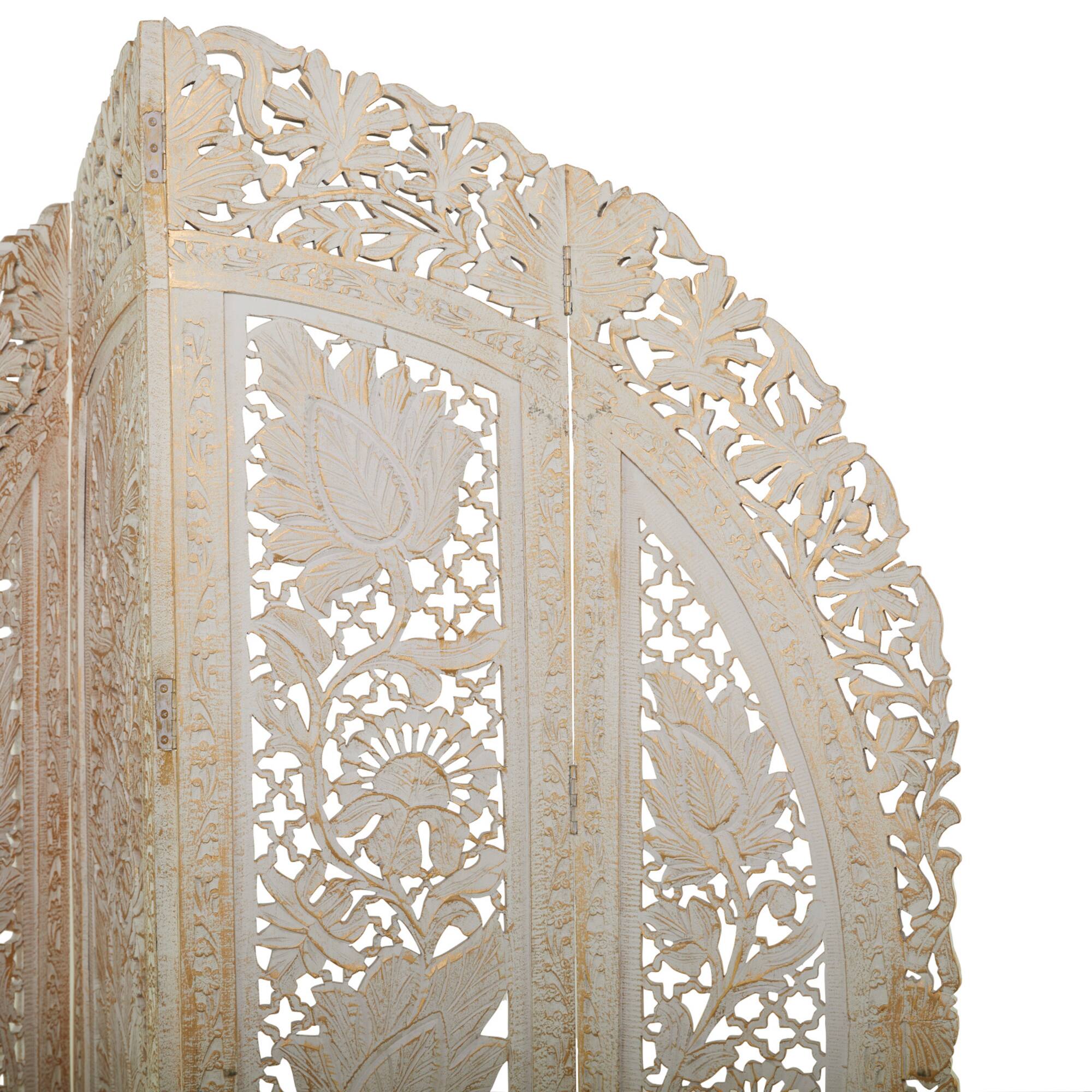 White Mango Wood Eclectic Room Divider Screen, 72 " x 60 " x 2 "